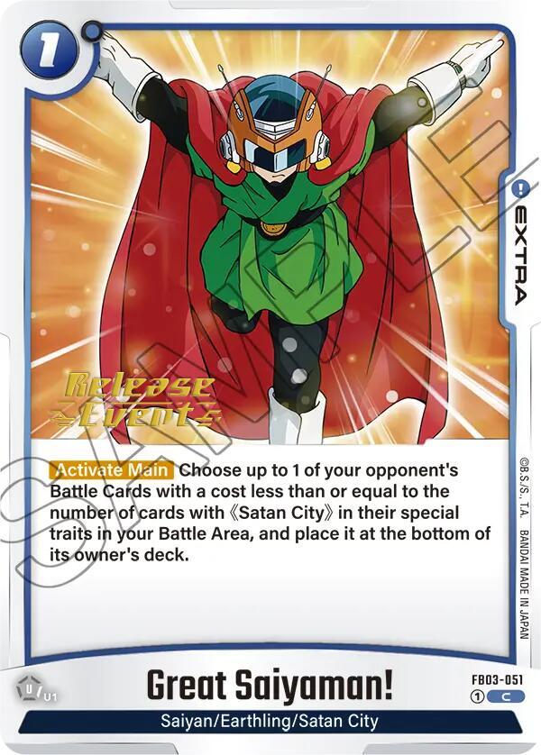 Great Saiyaman FB03-051 Raging Roar Release Event Cards Fusion World card