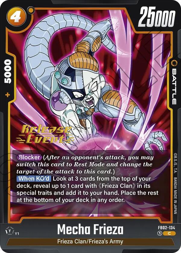 Mecha Frieza FB02-134 Blazing Aura Release Event Cards Fusion World card