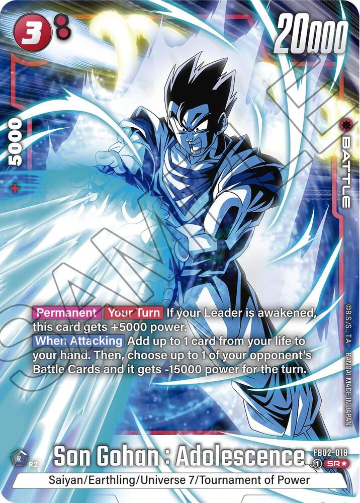 Son Gohan Adolescence Alternate Art FB02-018 Blazing Aura Fusion World card