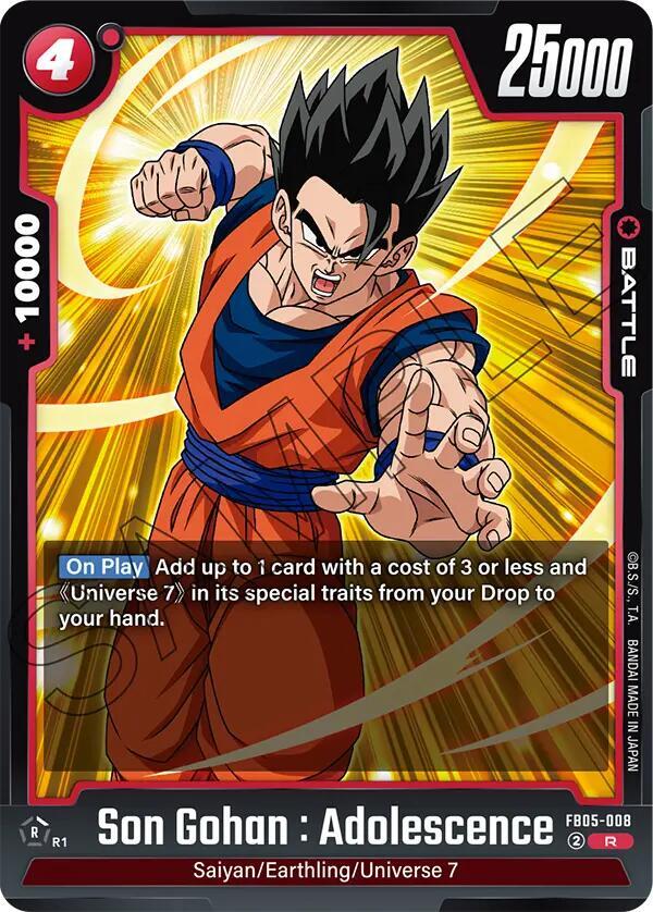 Son Gohan Adolescence FB05-008 New Adventure Fusion World card