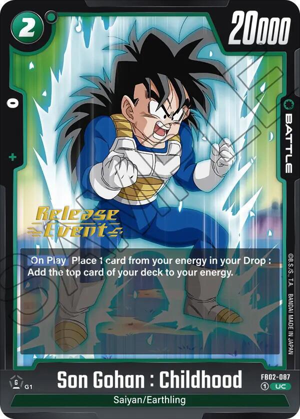 Son Gohan Childhood FB02-087 Blazing Aura Release Event Cards Fusion World card