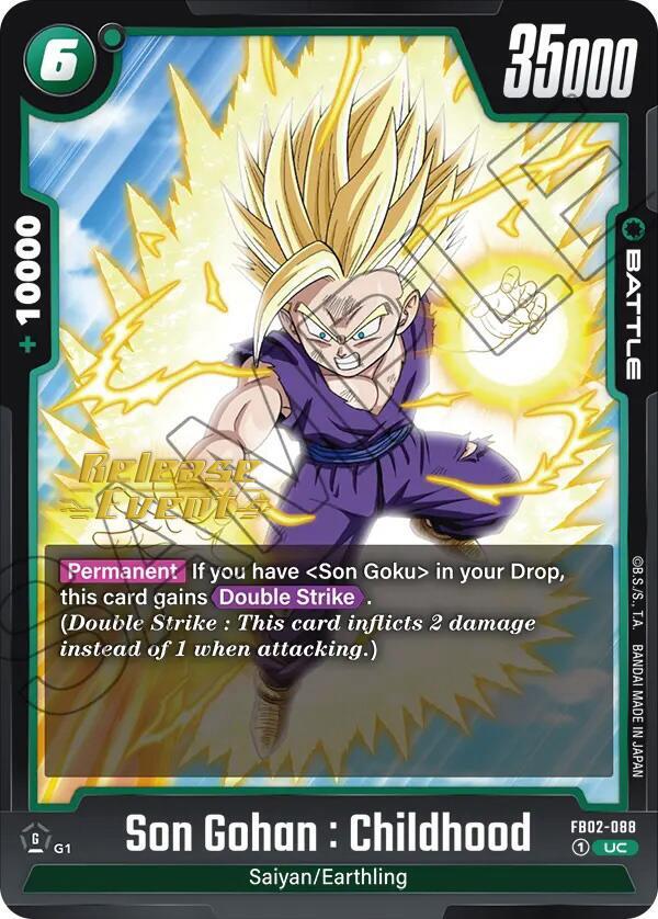 Son Gohan Childhood FB02-088 Blazing Aura Release Event Cards Fusion World card