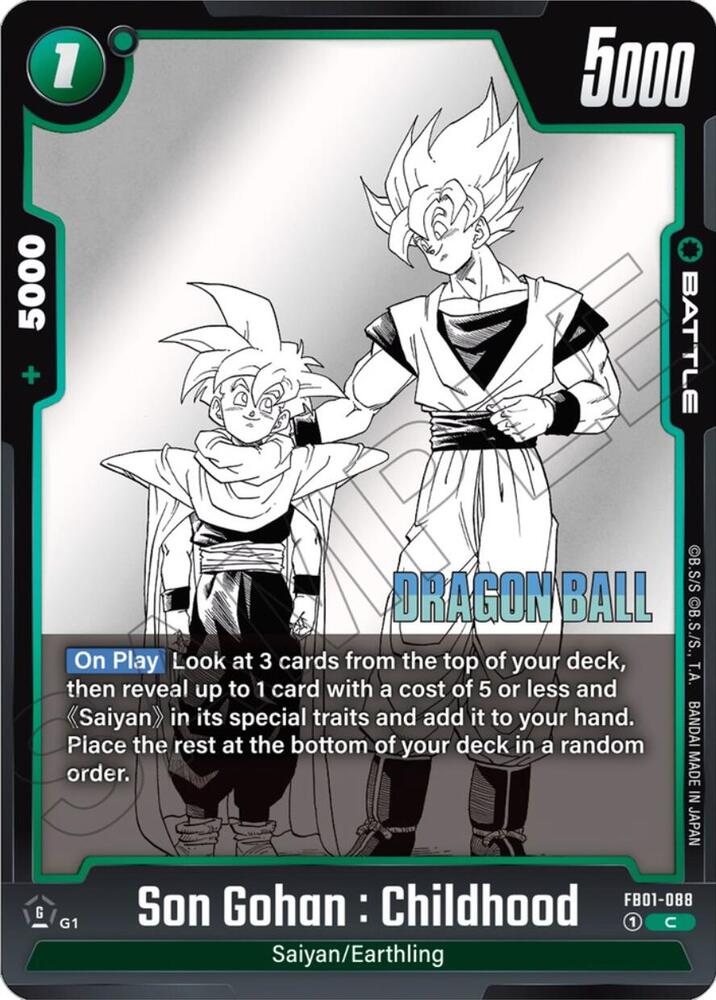 Son Gohan Childhood Holofoil FB01-088 Manga Booster 01 Fusion World card