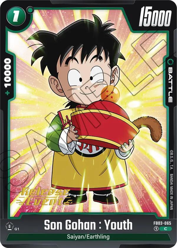 Son Gohan Youth FB03-065 Raging Roar Release Event Cards Fusion World card