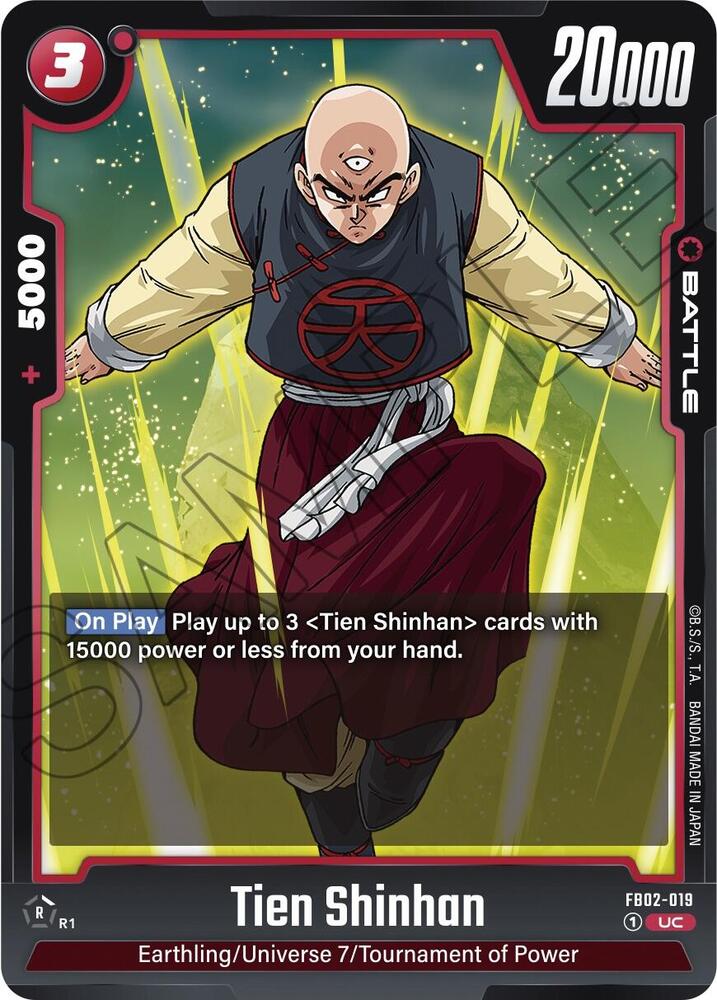 Tien Shinhan FB02-019 Blazing Aura Fusion World card