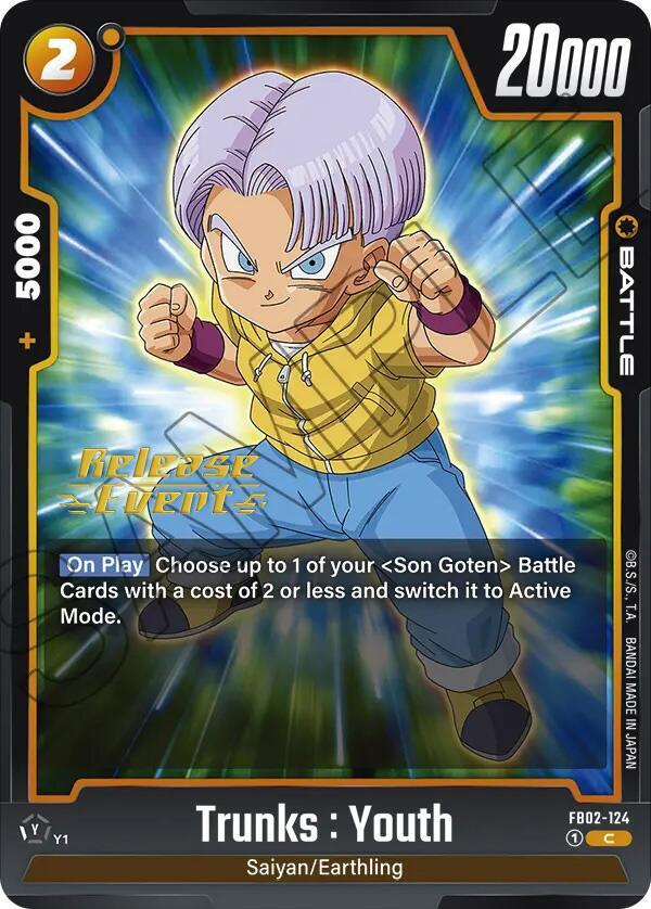 Trunks Youth FB02-124 Blazing Aura Release Event Cards Fusion World card