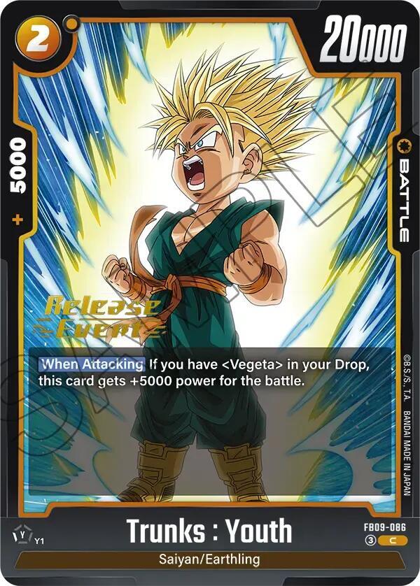 Trunks Youth FB09-086 Dual Evolution Release Event Cards Fusion World card