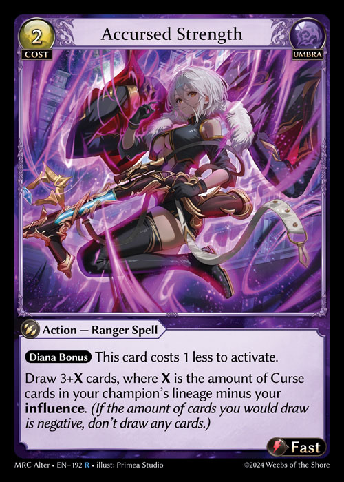 Accursed Strength MRC Alter-EN-192-Normal-Rare (R) - Mercurial Heart Alter Edition - Grand Archive Card
