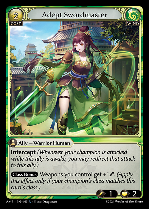 Adept Swordmaster AMB-EN-165-Foil-Rare (R) - Mortal Ambition - Grand Archive Card