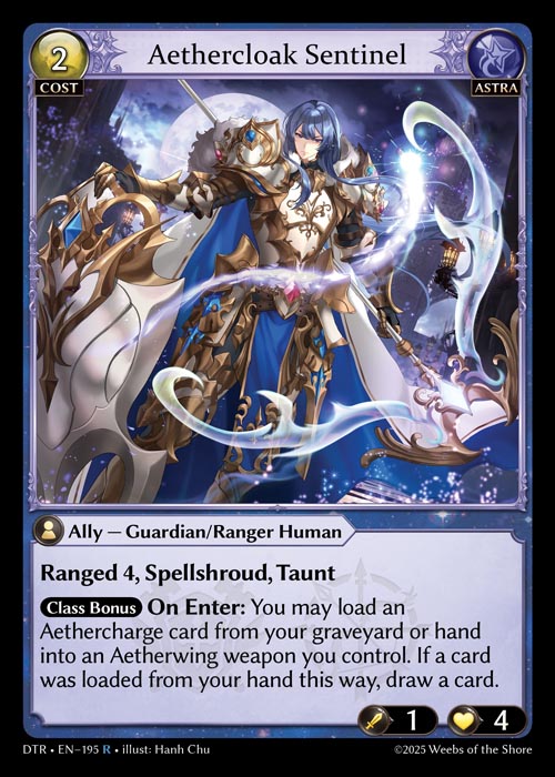 Aethercloak Sentinel DTR-EN-195-Foil-Rare (R) - Distorted Reflections - Grand Archive Card