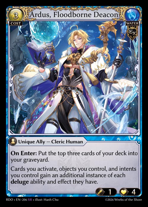 Ardus, Floodborne Deacon RDO-EN-206-Foil-Super Rare (SR) - Radiant Origins - Grand Archive Card