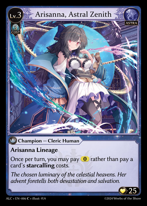 Arisanna, Astral Zenith ALC-EN-006-Normal-Common (C) - Alchemical Revolution - Grand Archive Card