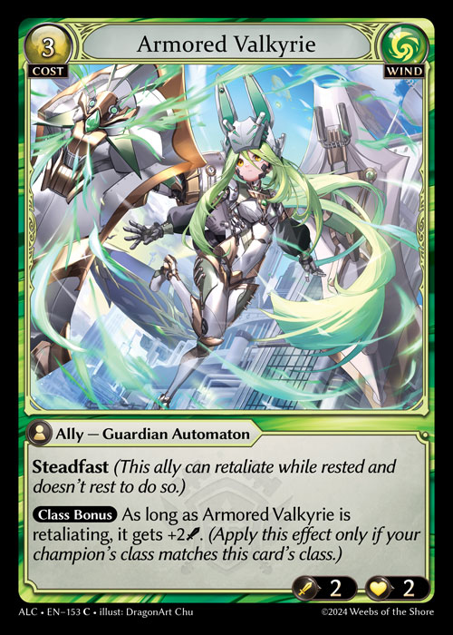 Armored Valkyrie ALC-EN-153-Normal-Common (C) - Alchemical Revolution - Grand Archive Card