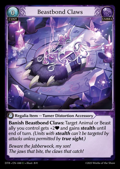 Beastbond Claws DTR-EN-040-Normal-Uncommon (U) - Distorted Reflections - Grand Archive Card