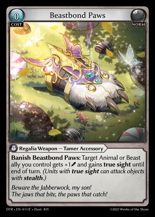 Beastbond Paws DTR-EN-011-Normal-Common (C) - Distorted Reflections - Grand Archive Card