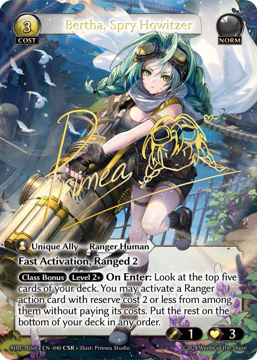 Bertha, Spry Howitzer MRC Alter-EN-040-Foil-Collector Super Rare (CSR) - Mercurial Heart Alter Edition - Grand Archive Card