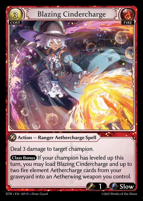 Blazing Cindercharge DTR-EN-109-Normal-Rare (R) - Distorted Reflections - Grand Archive Card