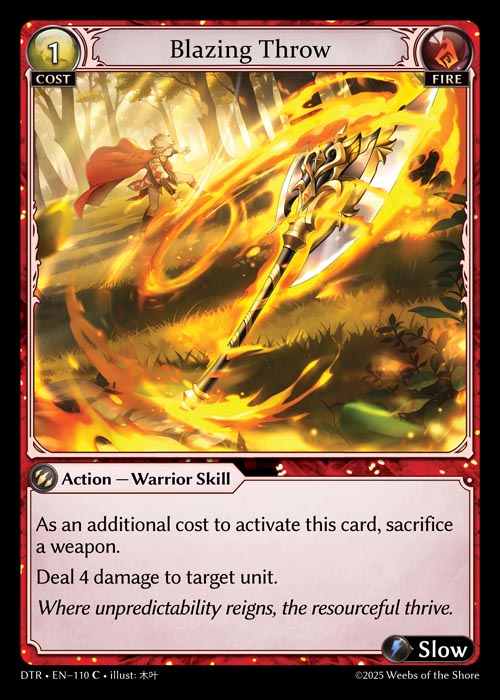 Blazing Throw DTR-EN-110-Normal-Common (C) - Distorted Reflections - Grand Archive Card