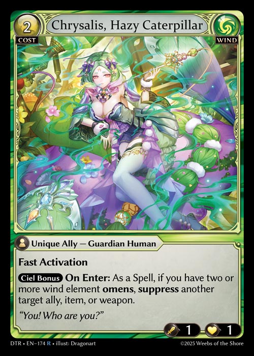 Chrysalis, Hazy Caterpillar DTR-EN-174-Normal-Rare (R) - Distorted Reflections - Grand Archive Card