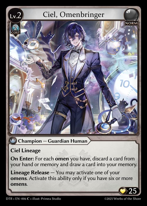 Ciel, Omenbringer DTR-EN-006-Normal-Common (C) - Distorted Reflections - Grand Archive Card