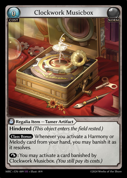 Clockwork Musicbox MRC-EN-009-Normal-Super Rare (SR) - Mercurial Heart - Grand Archive Card