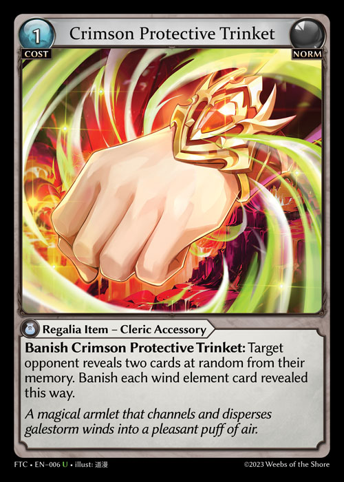 Crimson Protective Trinket FTC-EN-006-Normal-Uncommon (U) - Fractured Crown - Grand Archive Card