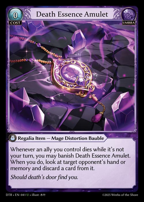 Death Essence Amulet DTR-EN-041-Normal-Uncommon (U) - Distorted Reflections - Grand Archive Card
