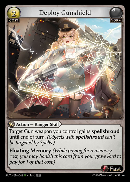 Deploy Gunshield ALC-EN-048-Normal-Uncommon (U) - Alchemical Revolution - Grand Archive Card