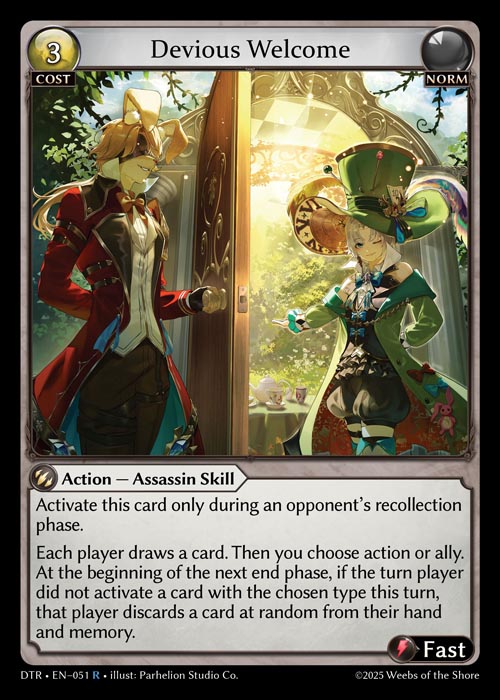 Devious Welcome DTR-EN-051-Normal-Rare (R) - Distorted Reflections - Grand Archive Card