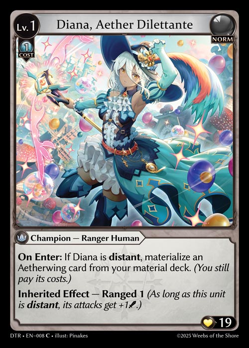 Diana, Aether Dilettante DTR-EN-008-Normal-Common (C) - Distorted Reflections - Grand Archive Card