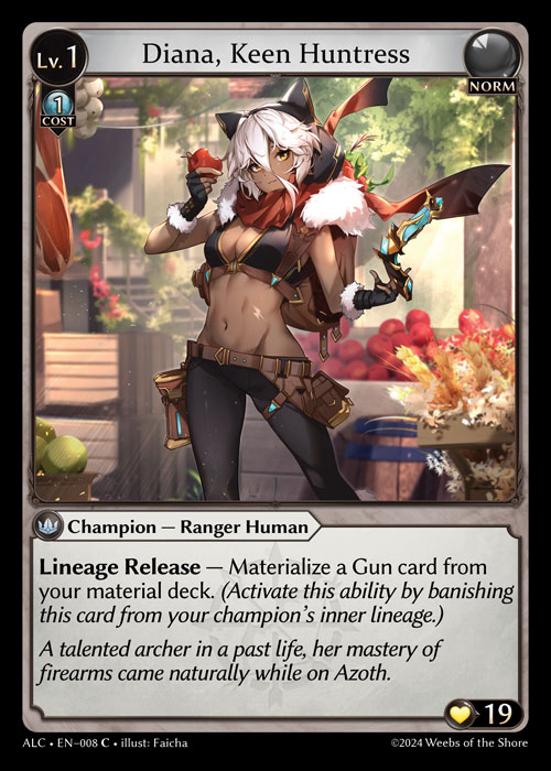Diana, Keen Huntress ALC-EN-008-Normal-Common (C) - Alchemical Revolution - Grand Archive Card