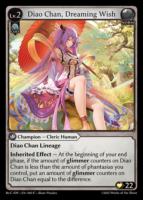 Diao Chan, Dreaming Wish ReC-IDY-EN-003-Normal-Common (C) - Re:Collection Idyll Corsage - Grand Archive Card