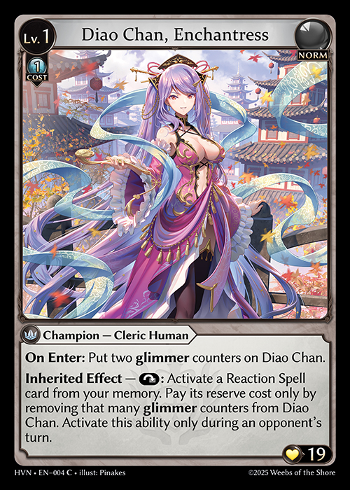 Diao Chan, Enchantress HVN-EN-004-Normal-Common (C) - Abyssal Heaven - Grand Archive Card