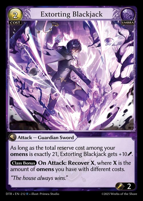 Extorting Blackjack DTR-EN-212-Normal-Rare (R) - Distorted Reflections - Grand Archive Card