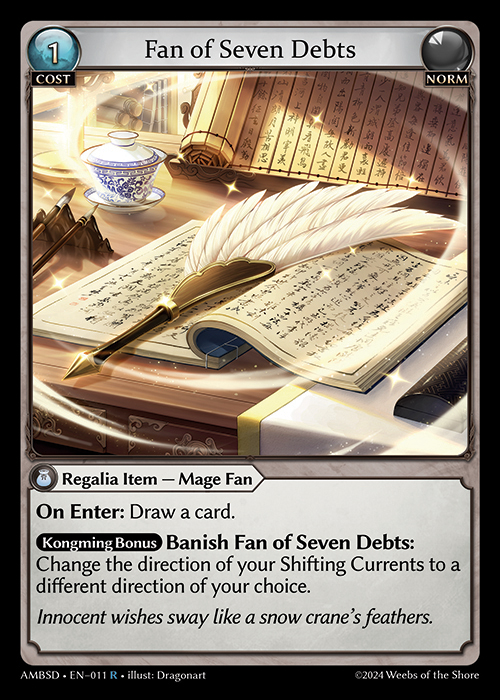 Fan of Seven Debts AMBSD-EN-011-Normal-Rare (R) - Mortal Ambition Starter Decks - Grand Archive Card