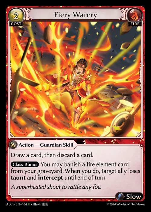 Fiery Warcry ALC-EN-104-Normal-Uncommon (U) - Alchemical Revolution - Grand Archive Card
