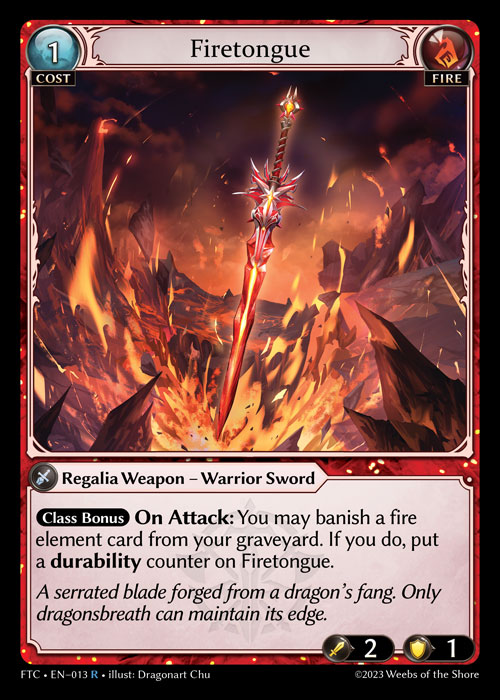 Firetongue FTC-EN-013-Normal-Rare (R) - Fractured Crown - Grand Archive Card