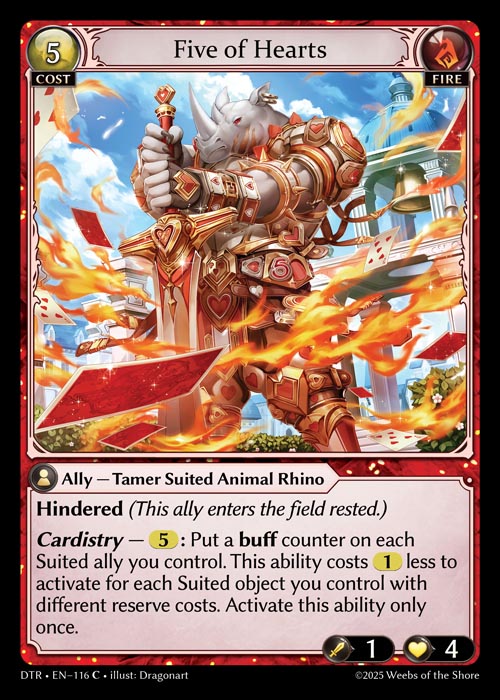 Five of Hearts DTR-EN-116-Normal-Common (C) - Distorted Reflections - Grand Archive Card