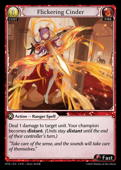 Flickering Cinder DTR-EN-119-Normal-Common (C) - Distorted Reflections - Grand Archive Card