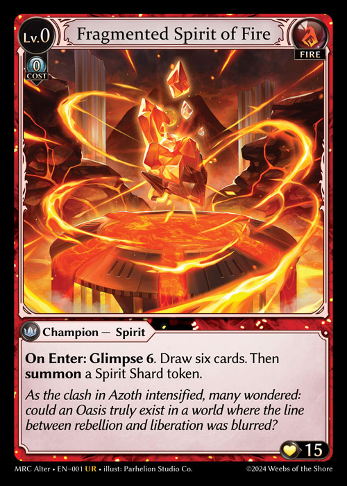 Fragmented Spirit of Fire MRC Alter-EN-001-Normal-Ultra Rare (UR) - Mercurial Heart Alter Edition - Grand Archive Card