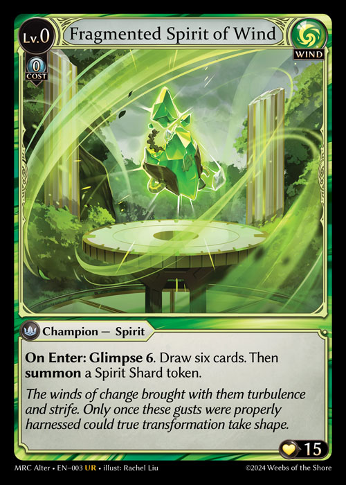 Fragmented Spirit of Wind MRC Alter-EN-003-Normal-Ultra Rare (UR) - Mercurial Heart Alter Edition - Grand Archive Card