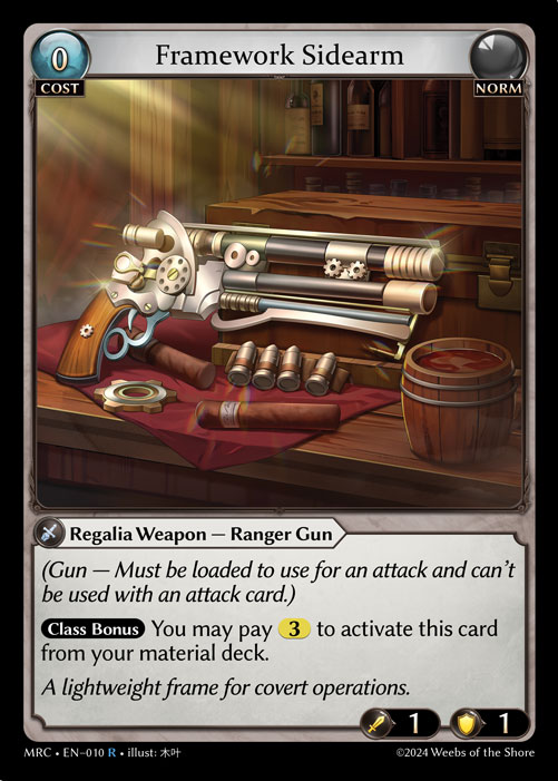 Framework Sidearm MRC-EN-010-Normal-Rare (R) - Mercurial Heart - Grand Archive Card