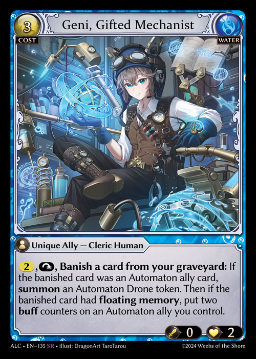 Geni, Gifted Mechanist ALC-EN-135-Normal-Super Rare (SR) - Alchemical Revolution - Grand Archive Card