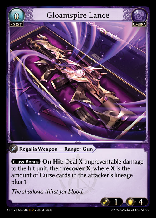 Gloamspire Lance ALC-EN-040-Normal-Ultra Rare (UR) - Alchemical Revolution - Grand Archive Card