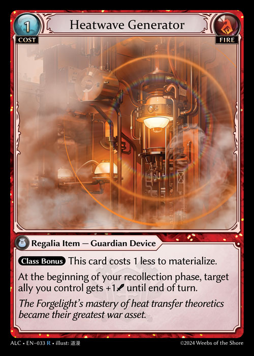 Heatwave Generator ALC-EN-033-Normal-Rare (R) - Alchemical Revolution - Grand Archive Card