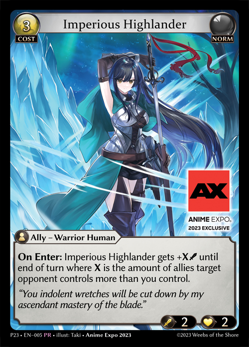 Imperious Highlander P23-EN-005-Normal-Promotional Rare (PR) - Promotional 2023 - Grand Archive Card