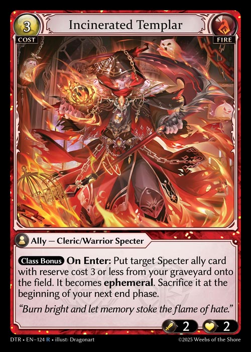 Incinerated Templar DTR-EN-124-Normal-Rare (R) - Distorted Reflections - Grand Archive Card