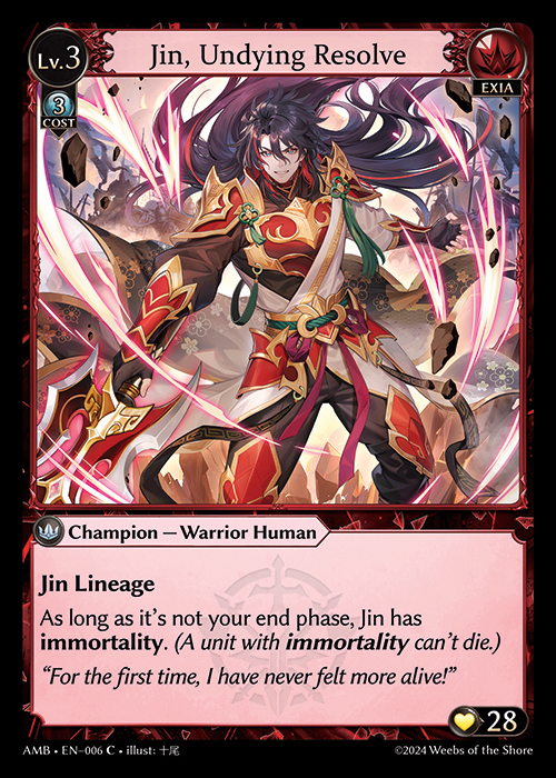 Jin, Undying Resolve AMB-EN-006-Normal-Common (C) - Mortal Ambition - Grand Archive Card