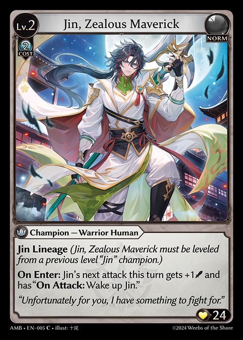 Jin, Zealous Maverick AMB-EN-005-Normal-Common (C) - Mortal Ambition - Grand Archive Card