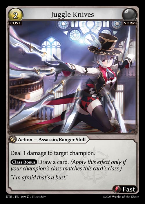 Juggle Knives DTR-EN-069-Normal-Common (C) - Distorted Reflections - Grand Archive Card